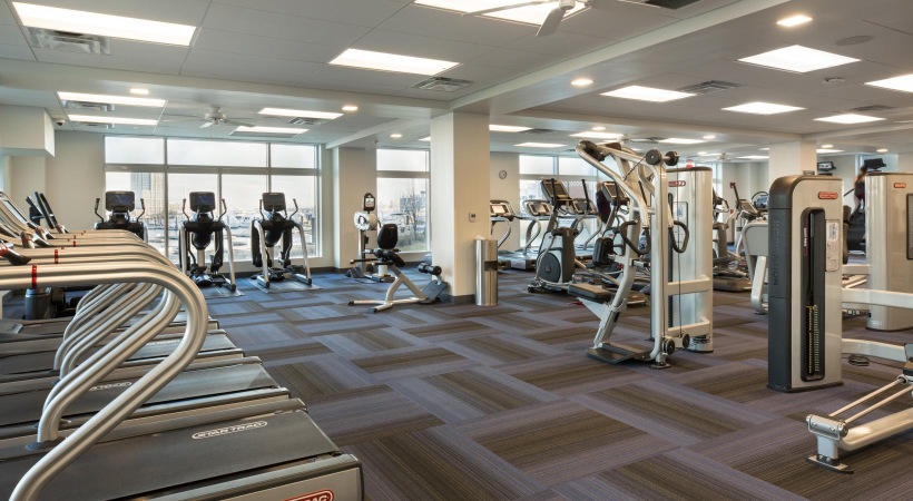 a gym with exercise equipment