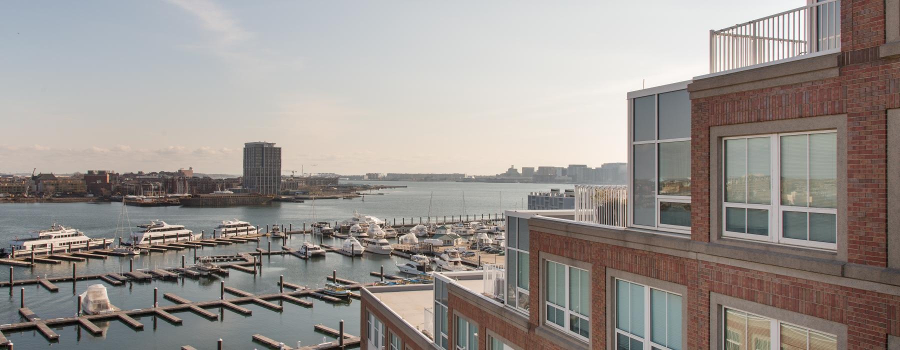 Harborview at The Navy Yard overlooking harbor with boats