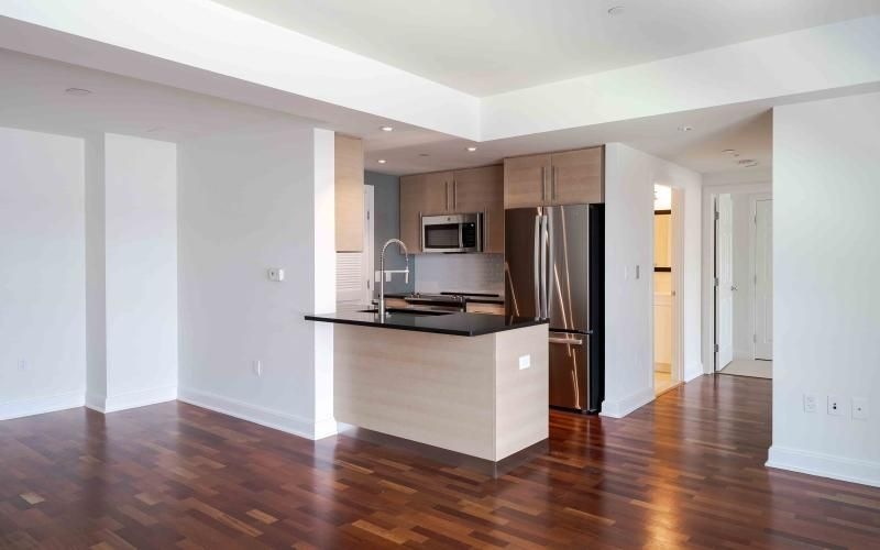 kitchen and living room areas